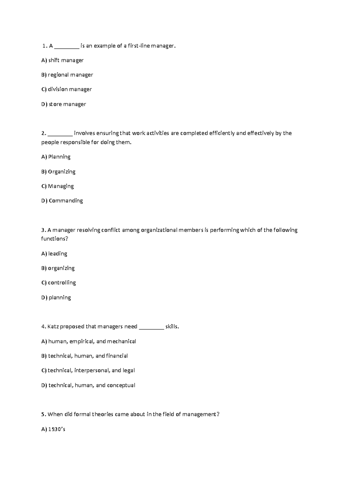 Exam February 27, 2012, questions - A ________ is an example of a first ...