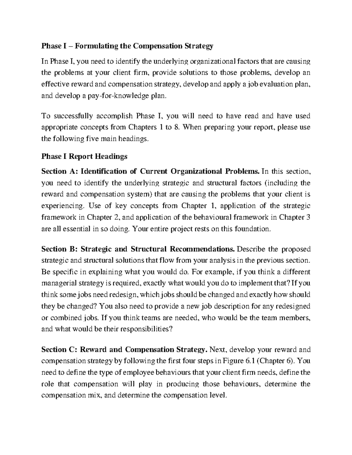 3. Phase I - Report Structure - Phase I – Formulating the Compensation ...