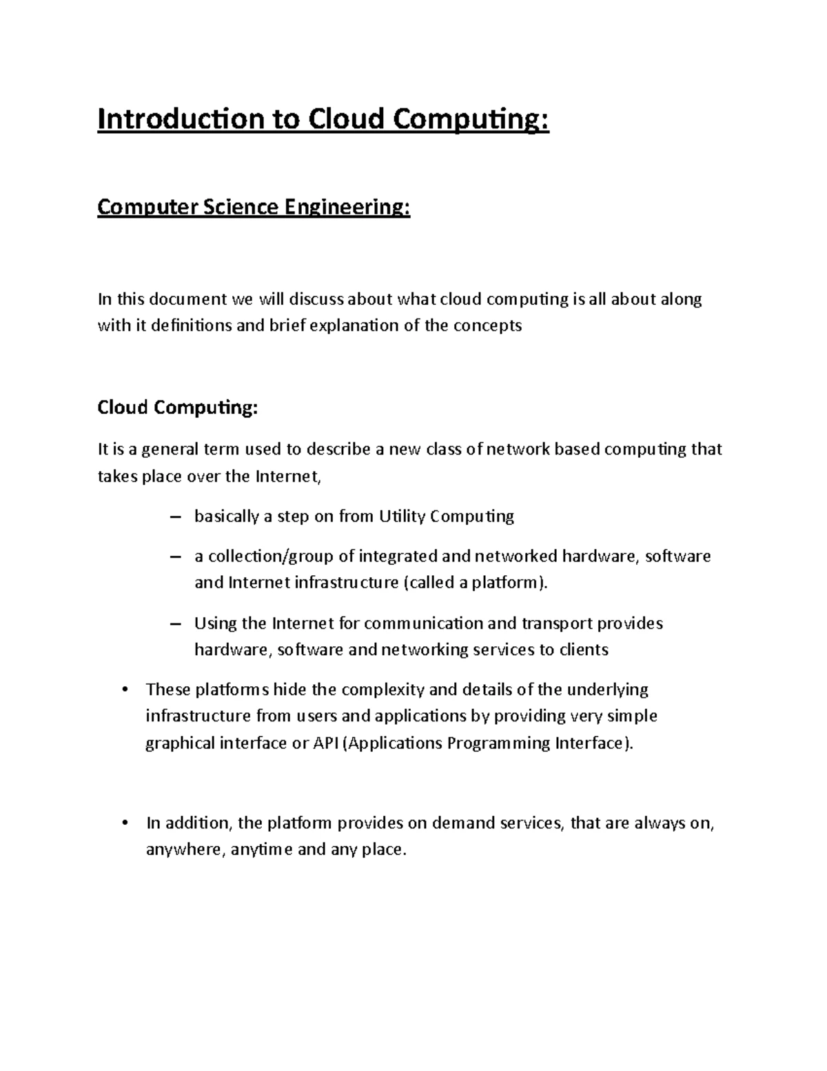 Cloud - contains all notes from the entire semester - CLOUD COMPUTING ...