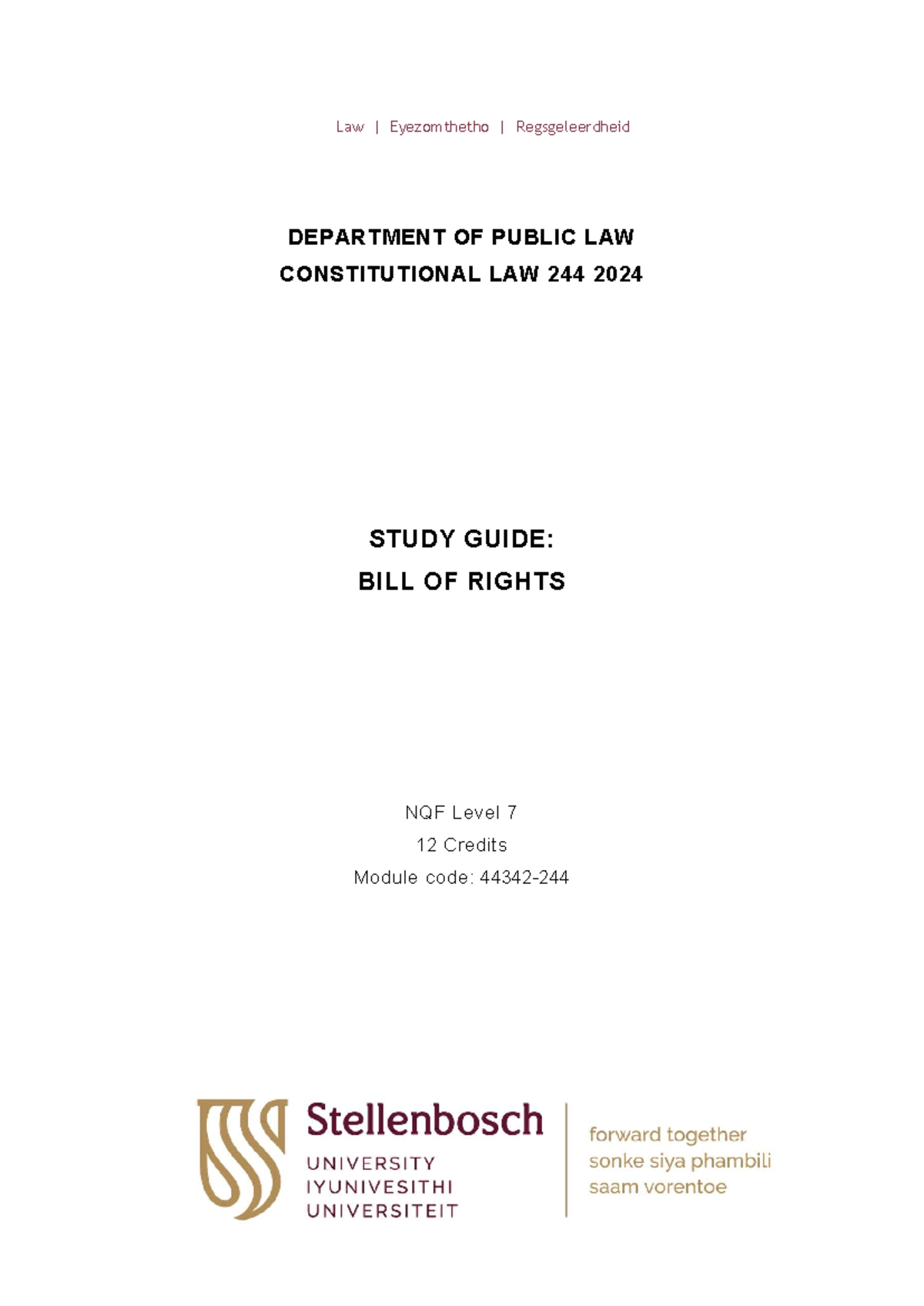 Constitutional Law 244 Study Guide 2024 Final - DEPARTMENT OF PUBLIC ...