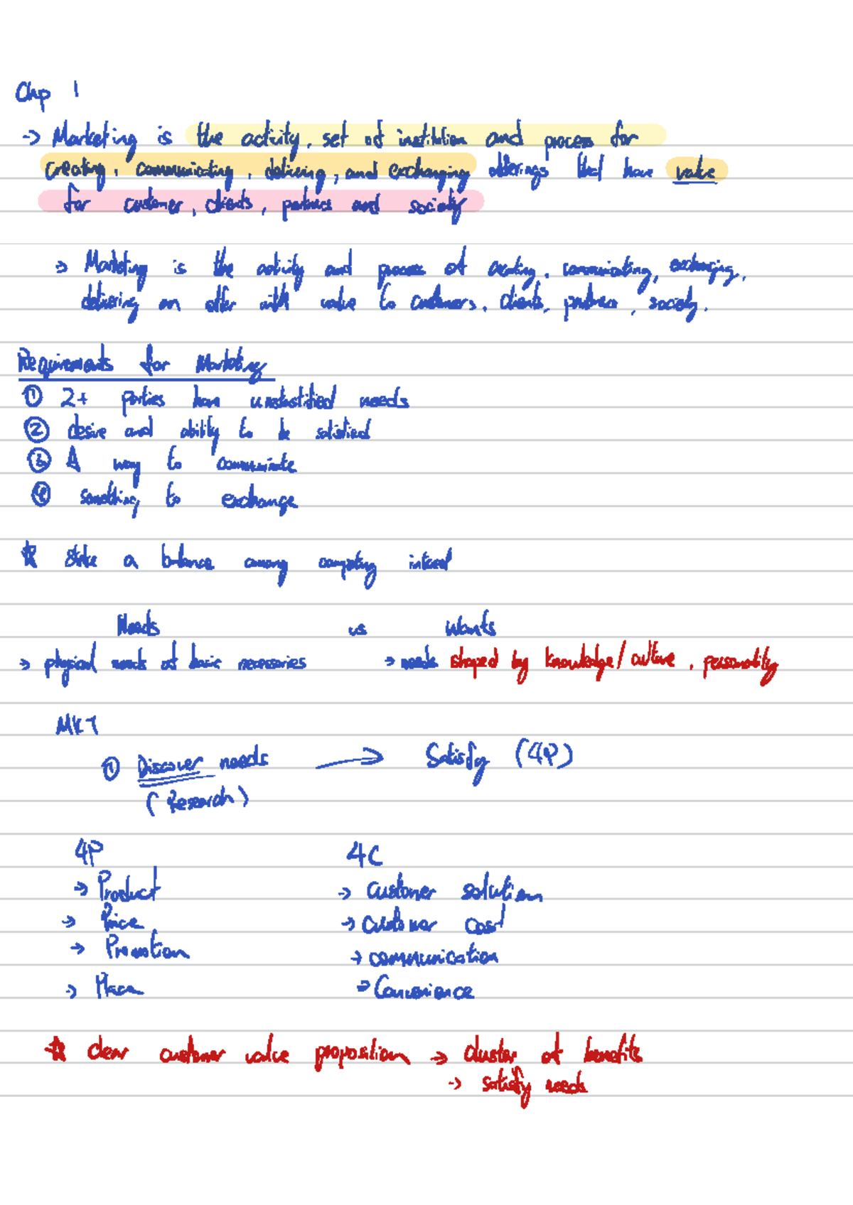 MKT 101 Lecture 1 Summary: Overview of Marketing Principles and ...