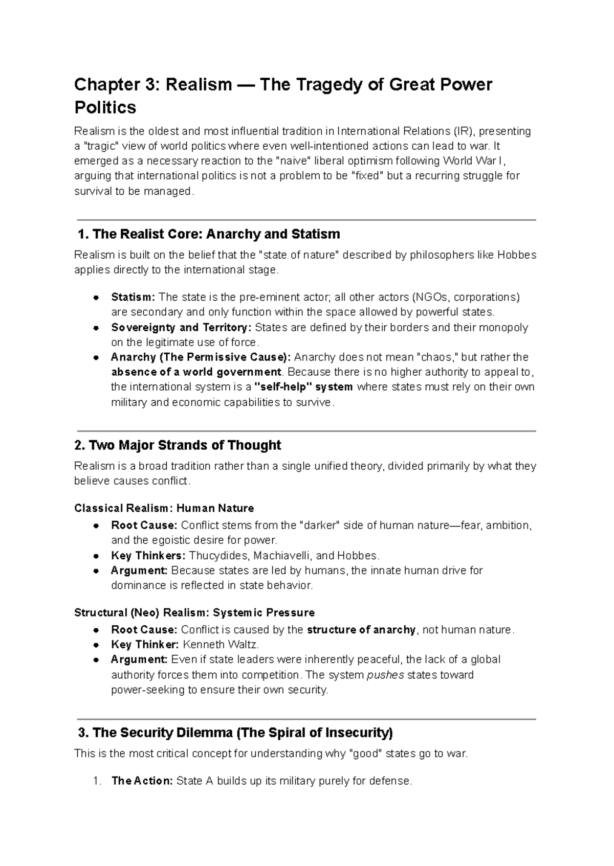 Chapter 3: Realism in International Relations (IR) - Key Concepts and ...