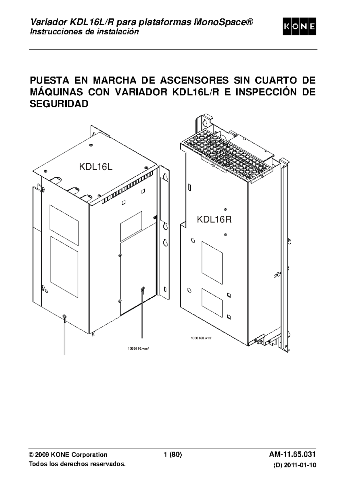 Instrucciones de Instalación del Variador KDL16L/R para MonoSpace® - Document Preview