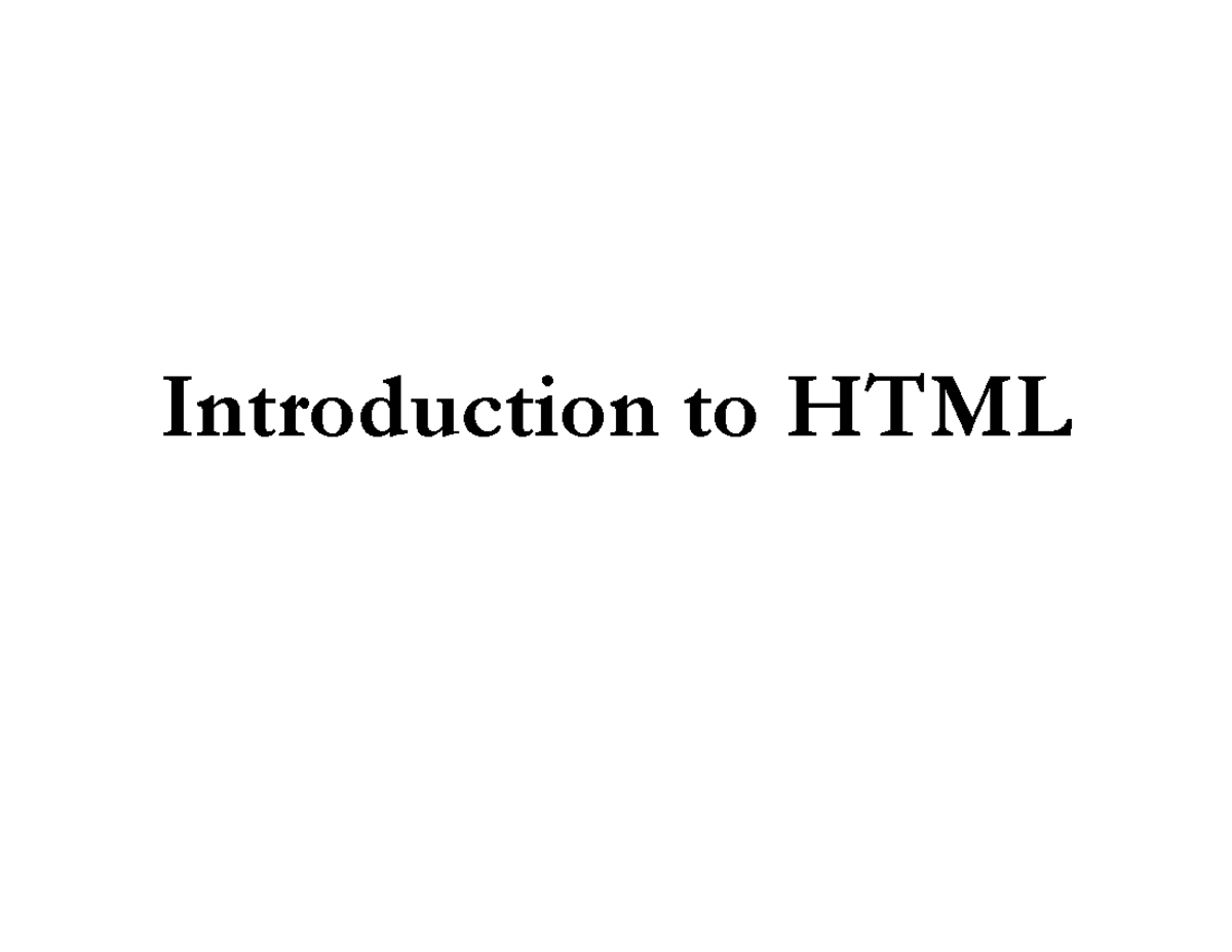 HTML 101: Introduction to Web Page Structure and Formatting - Studocu