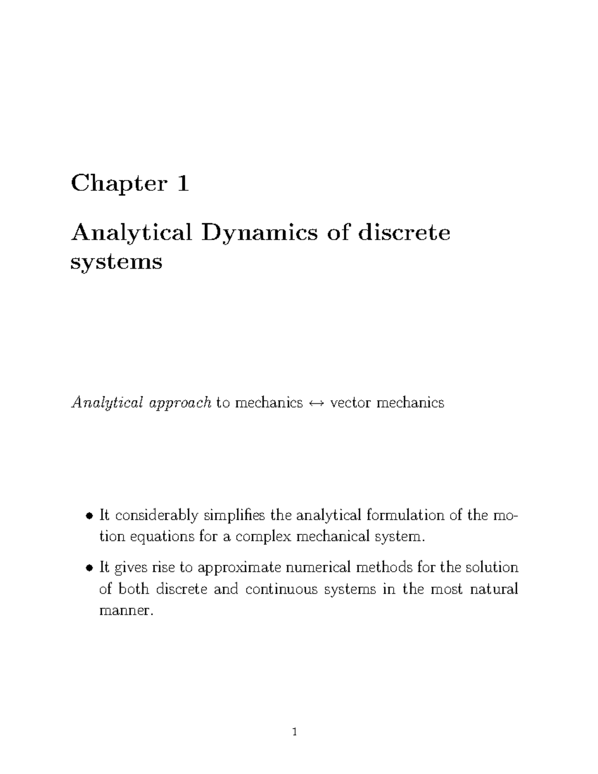 Engineering Dynamics Lecture Notes - Chapter 1 Analysis - Studeersnel