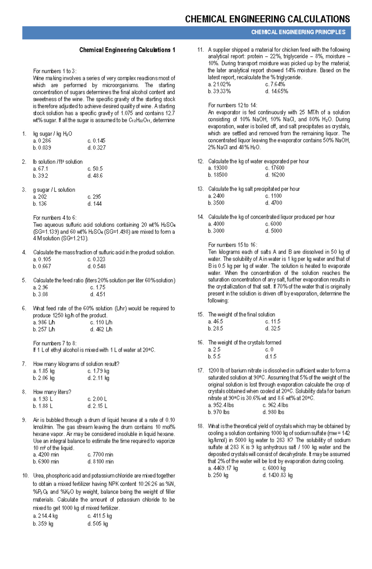 2.1-CHE Calculations - Hello each and everyone! I am a student who ...