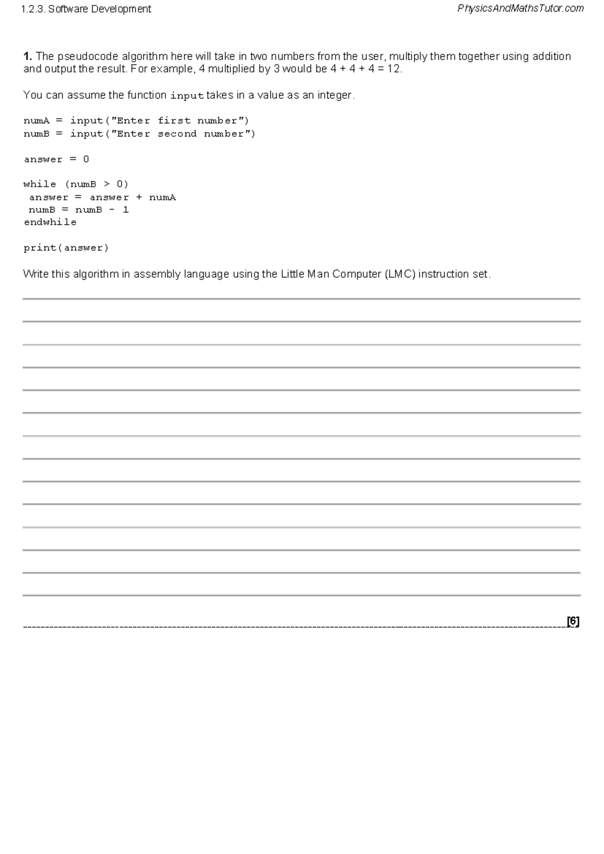 1.2.3. Software Development Final Exam QP - Studocu