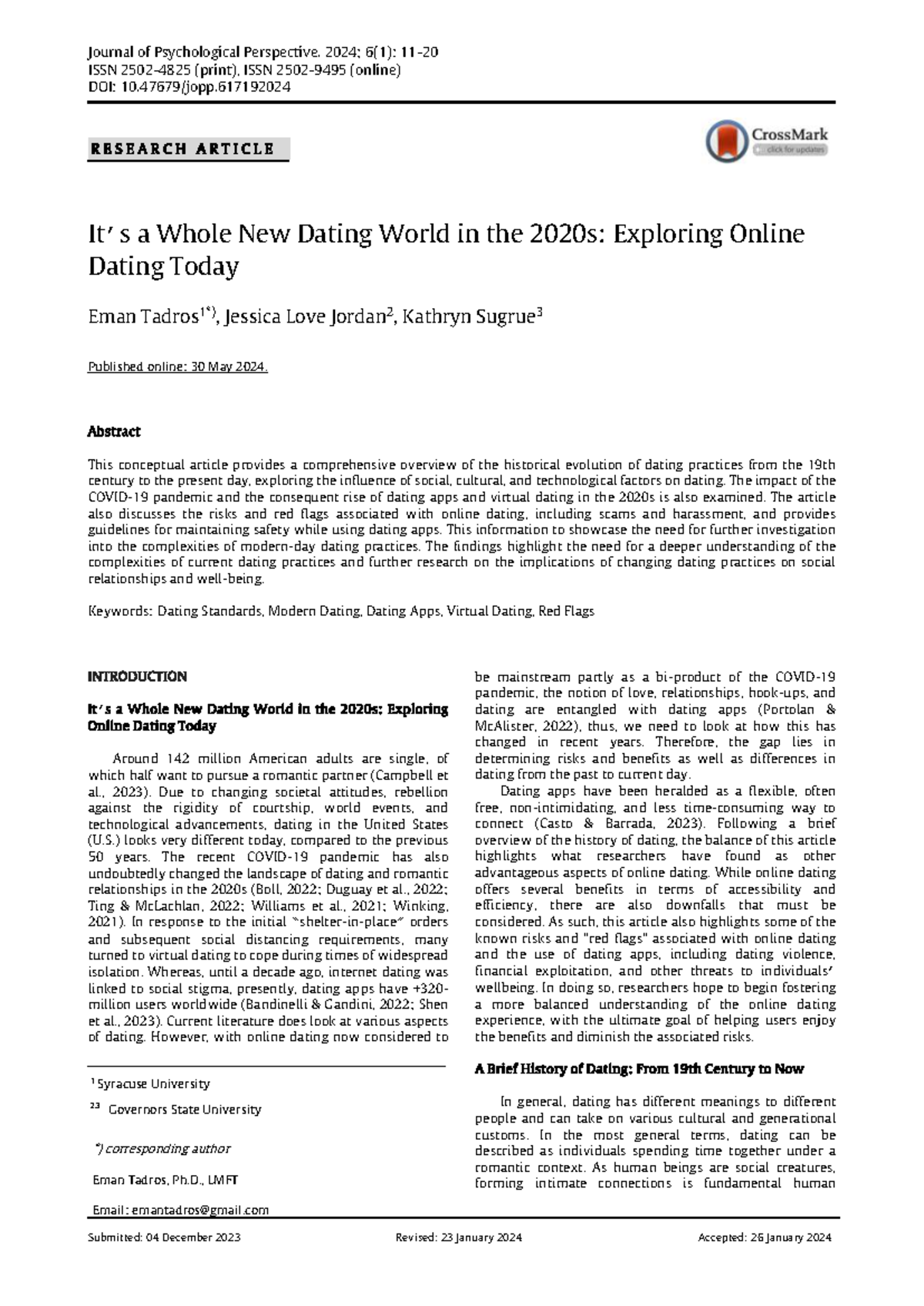 A Whole New Dating World in the 2020s: Online Dating Insights (PSY 101 ...