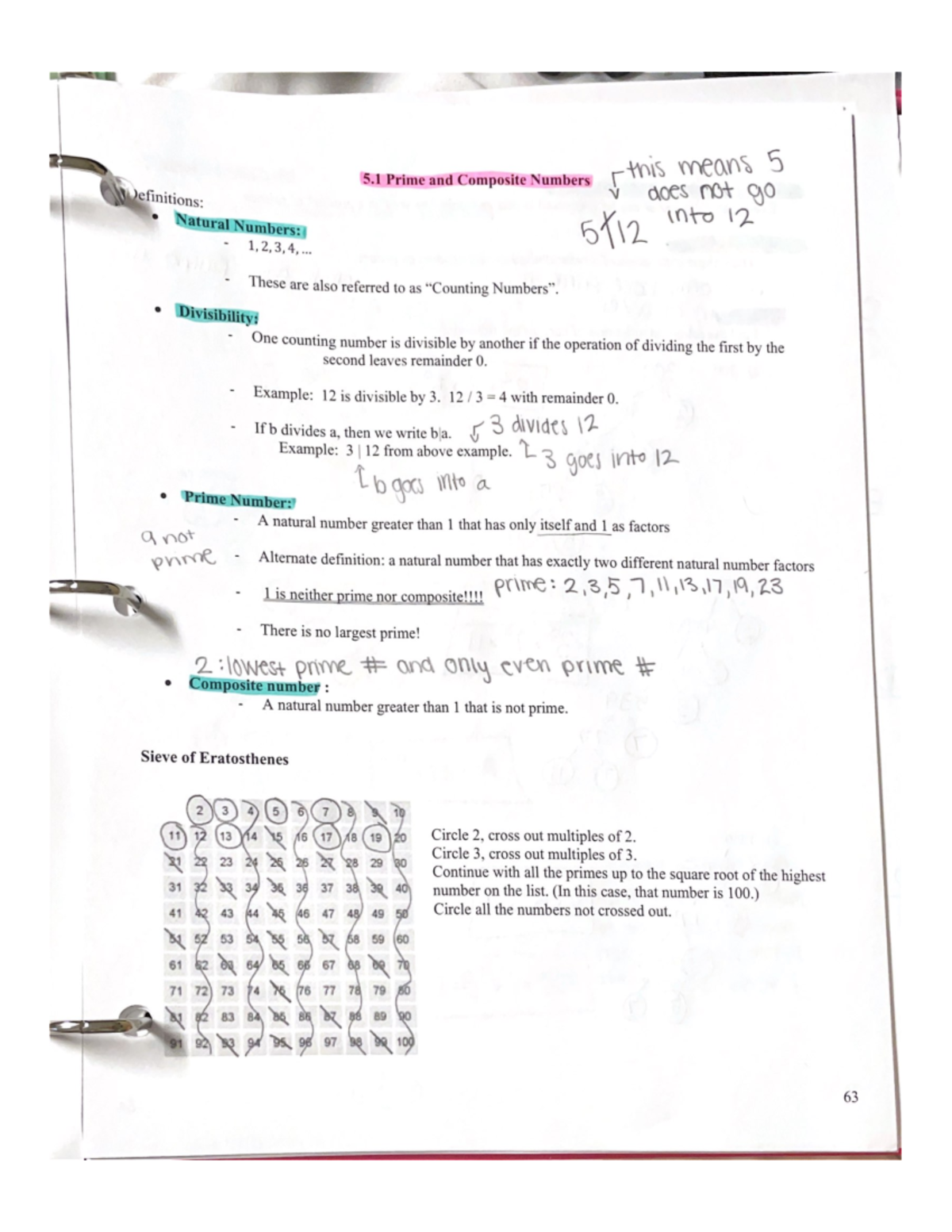 Math 139 Chapter 5.1 Prime and Composite Numbers (dragged) - this means ...