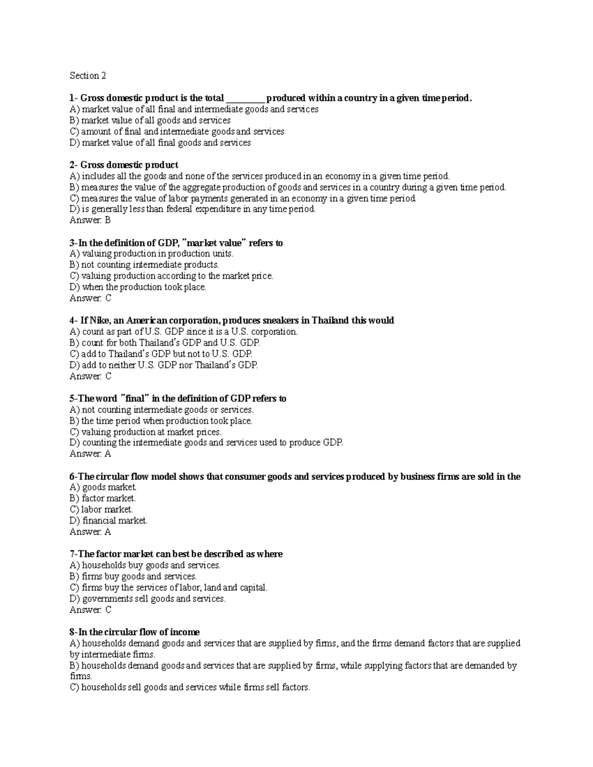Section 2 - ihqhondoinasdvc - Section 2 1- Gross domestic product is ...