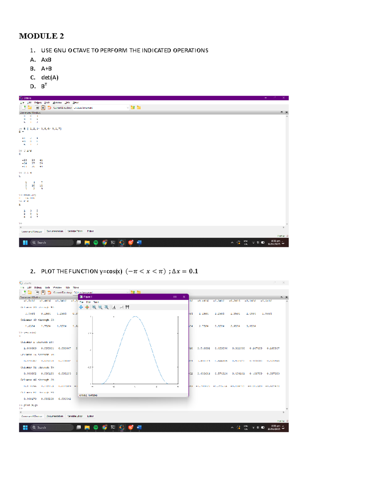 Mnrd - octave homework - Engineering - MODULE 2 1. USE GNU OCTAVE TO ...