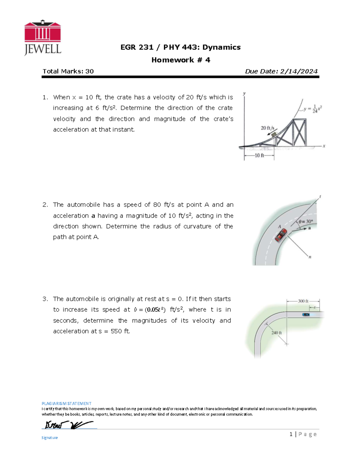 EGR 231 / PHY 443: Dynamics Homework #4 Solutions and Insights - Studocu