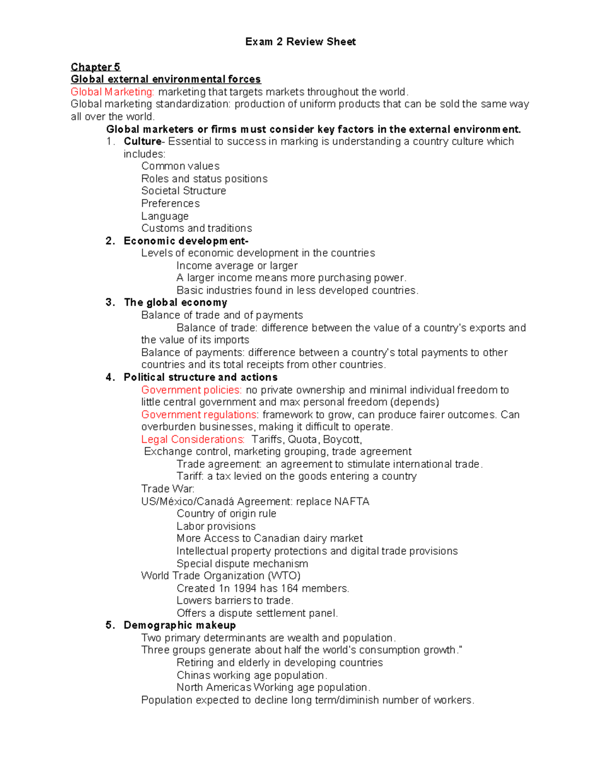 Marketing Exam 2 Review Sheet: Global Forces & Buyer Behavior Concepts ...