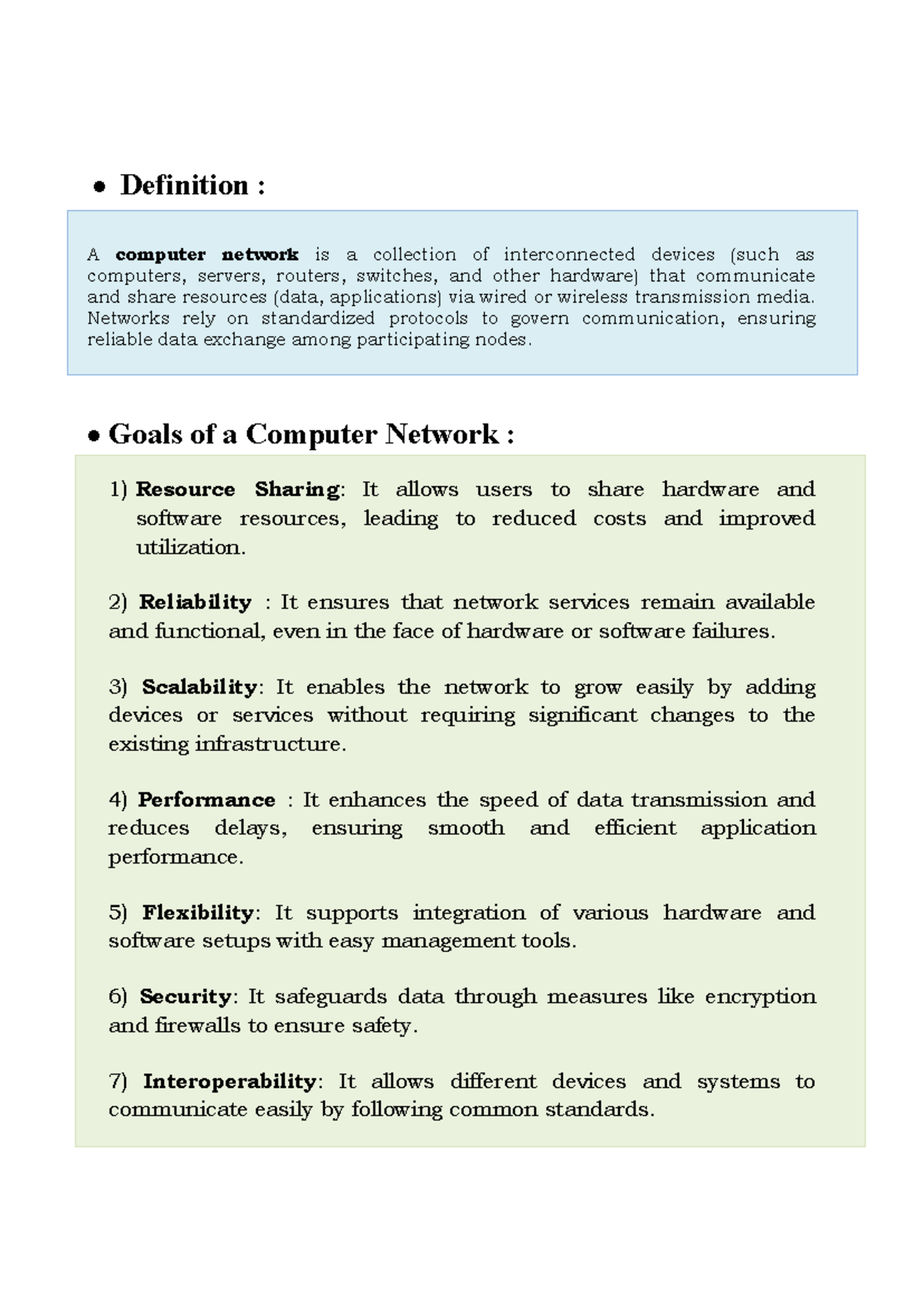 CN-Unit-1: Overview of Computer Networks and Their Components - Studocu