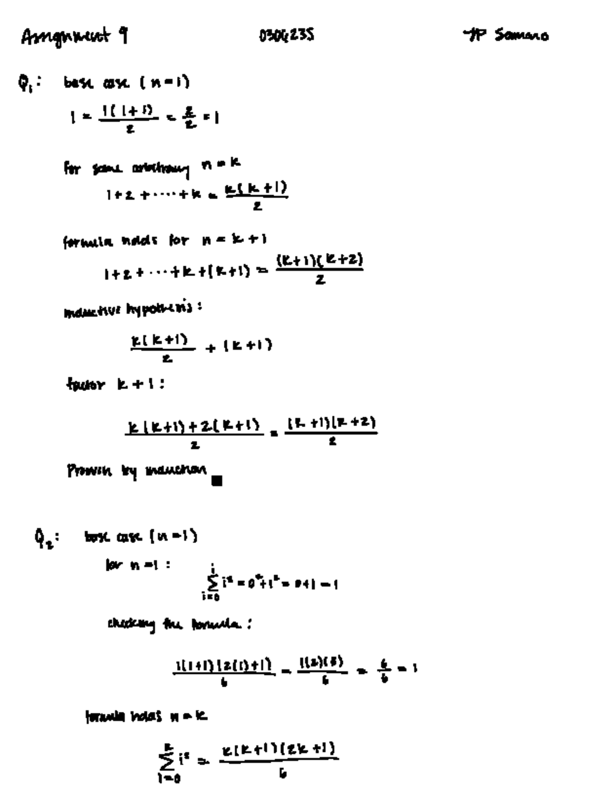 Assignment 9 Solutions for Course 0304235: Induction Proofs - Studocu