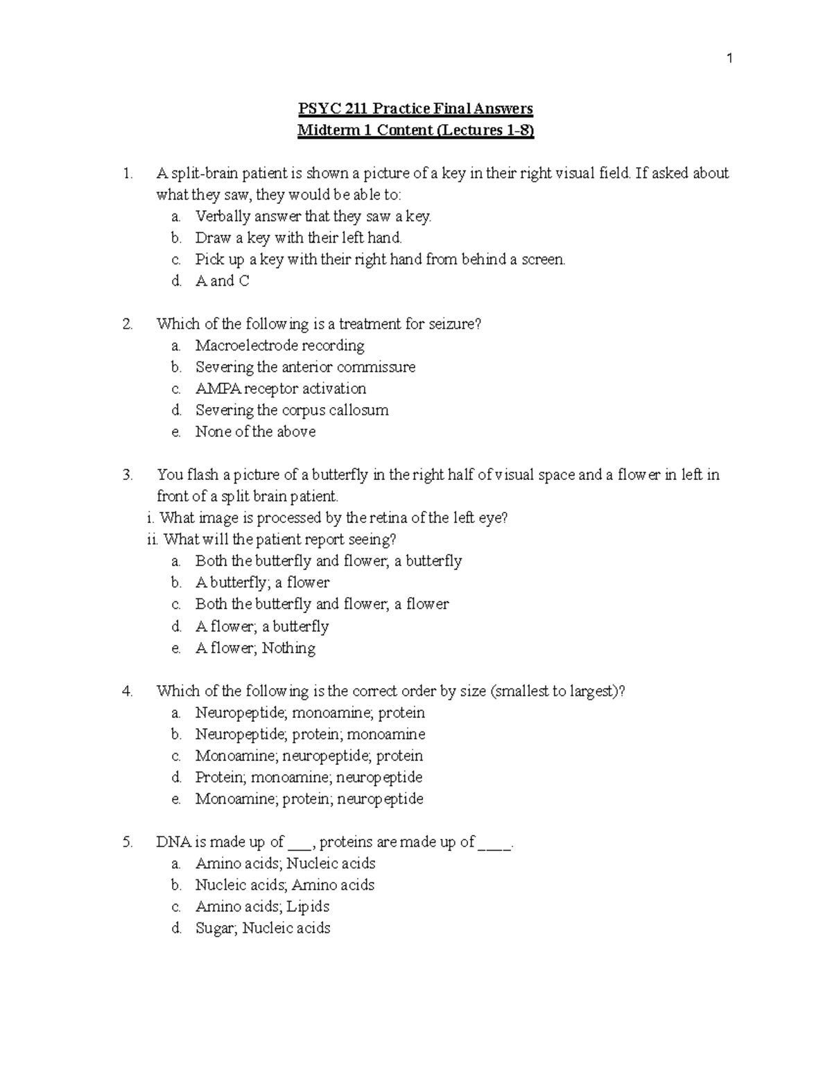 PSYC 211 Practice Final Exam Questions and Answers W2026 - Studocu