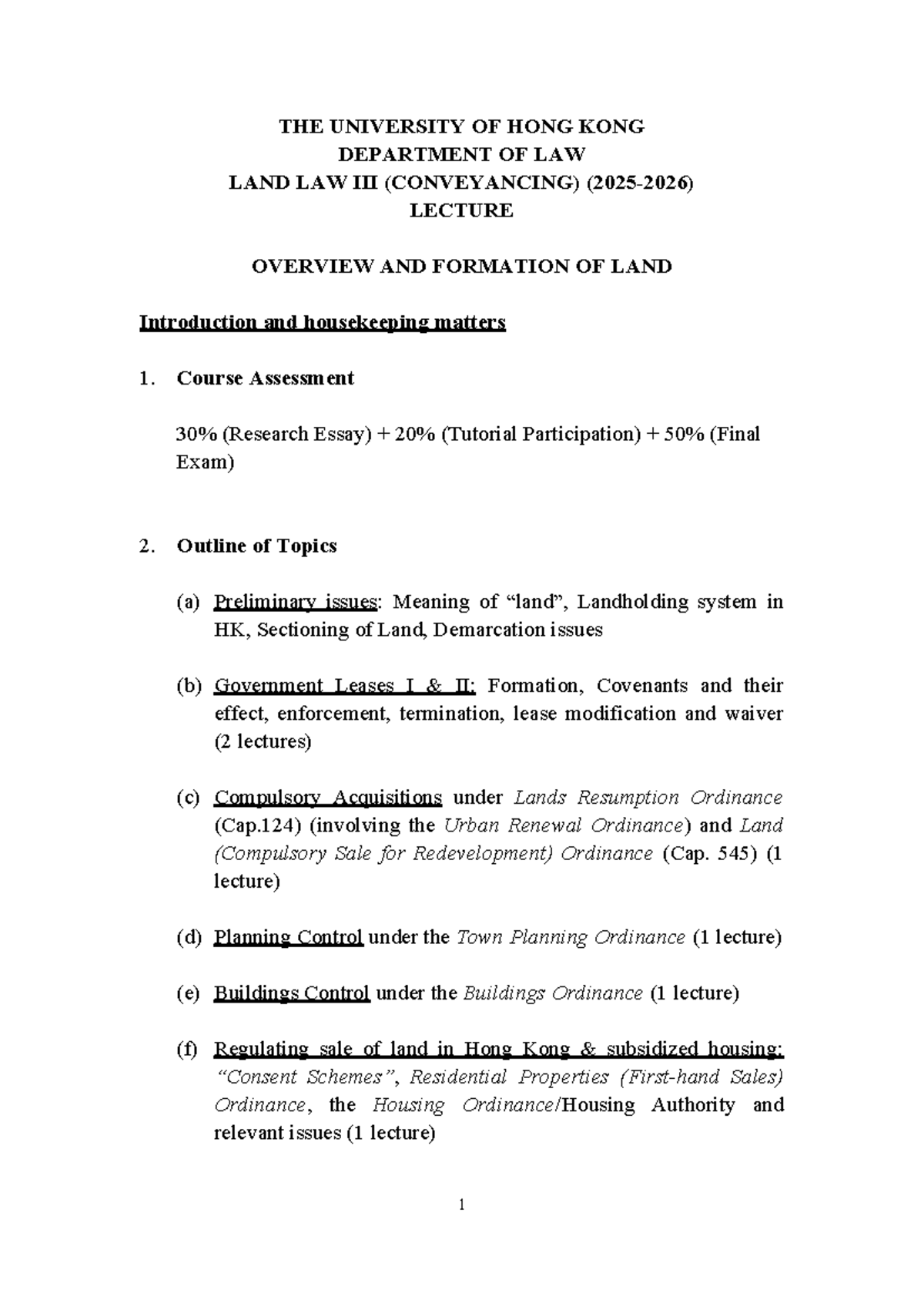 LAW 1234: Land Law (Conveyancing) Lecture Overview and Key Topics - Studocu