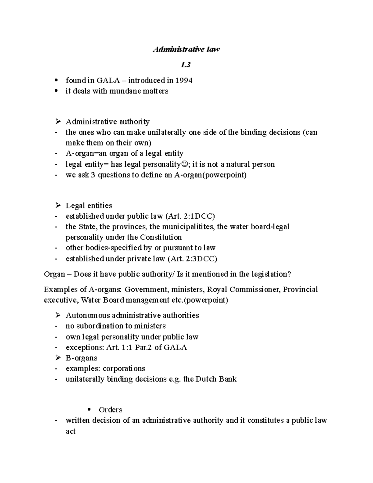 Admin Law Insights - L3: Key Concepts & Principles Explained - Studeersnel