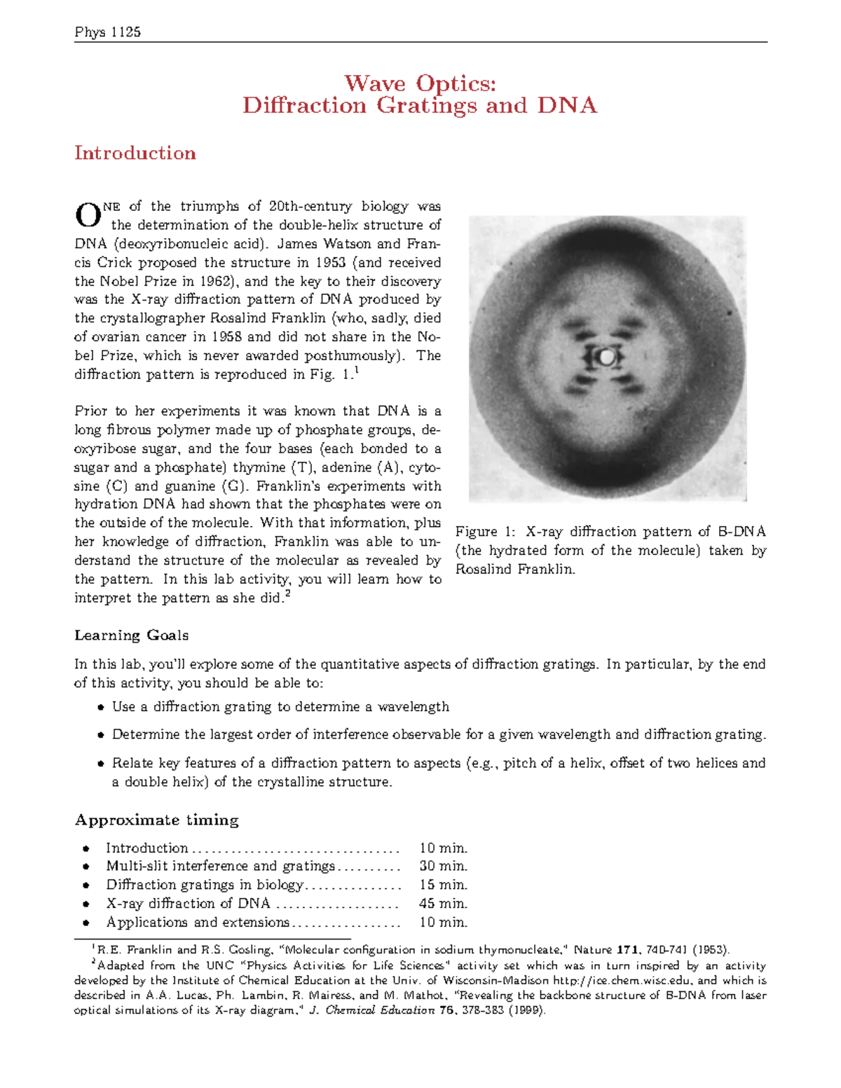 Diffraction Gratings and DNA Analysis - PHYS 2 Lab Report - Studocu
