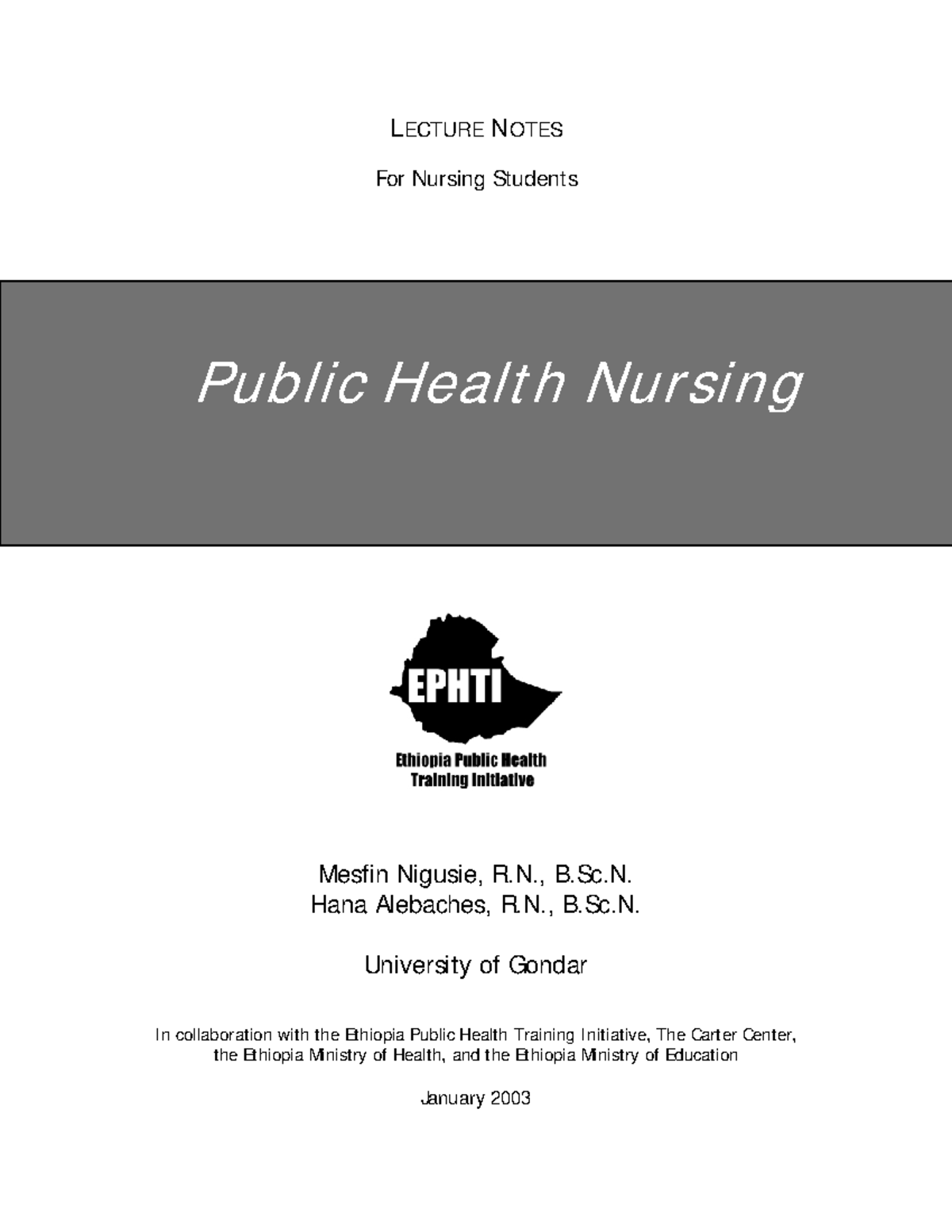 PHN 101: Final Exam Lecture Notes on Public Health Nursing - Studocu