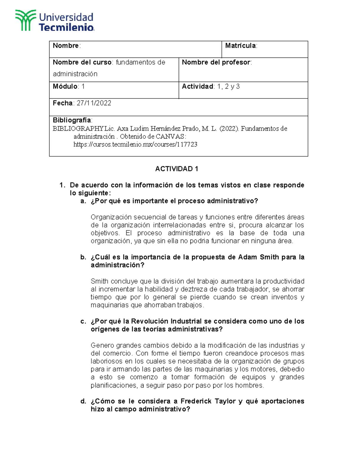 FDA1 - Actividades sobre Fundamentos de Administración y Teorías ...