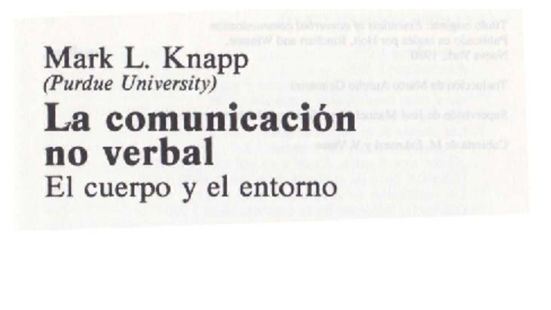 Knapp-Mark-L - La Comunicación No Verbal: Observación y Registro - Studocu