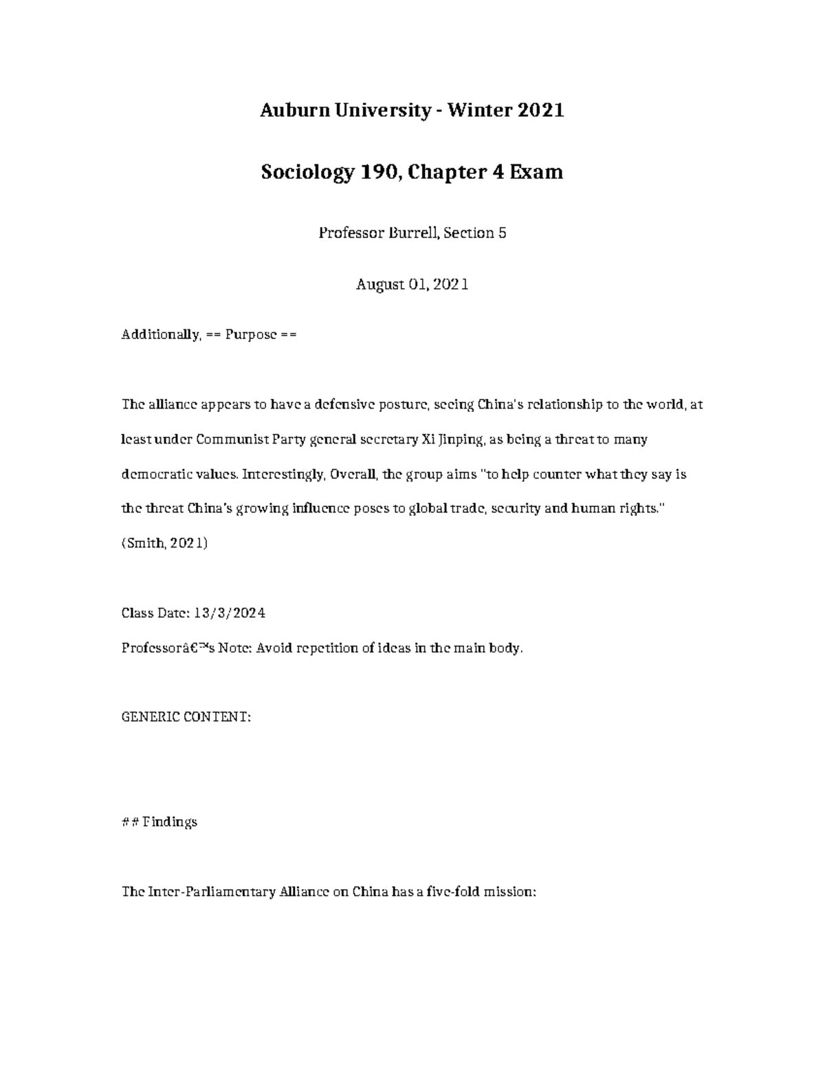 Sociology 190 Chapter 7 Presentation - Auburn University - Winter 2021 ...