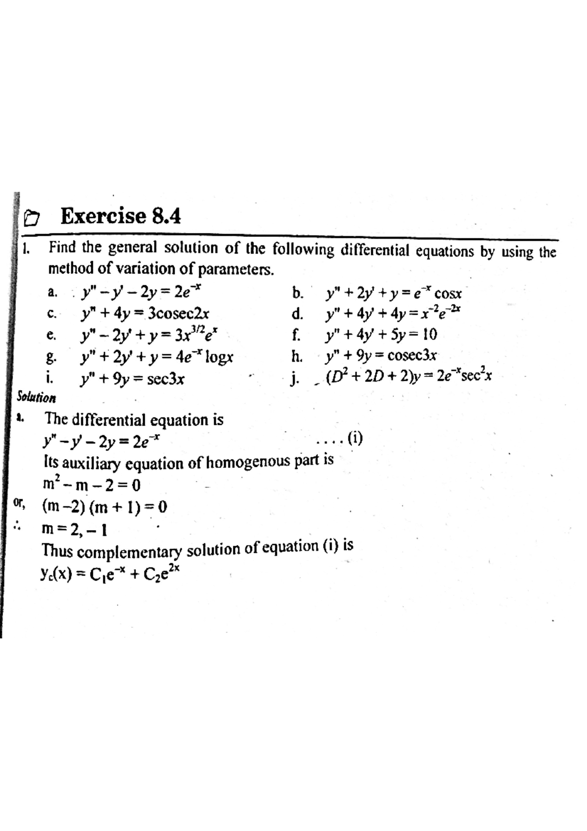 Calculus I - Exercise 8: General Solutions of Differential Equations ...