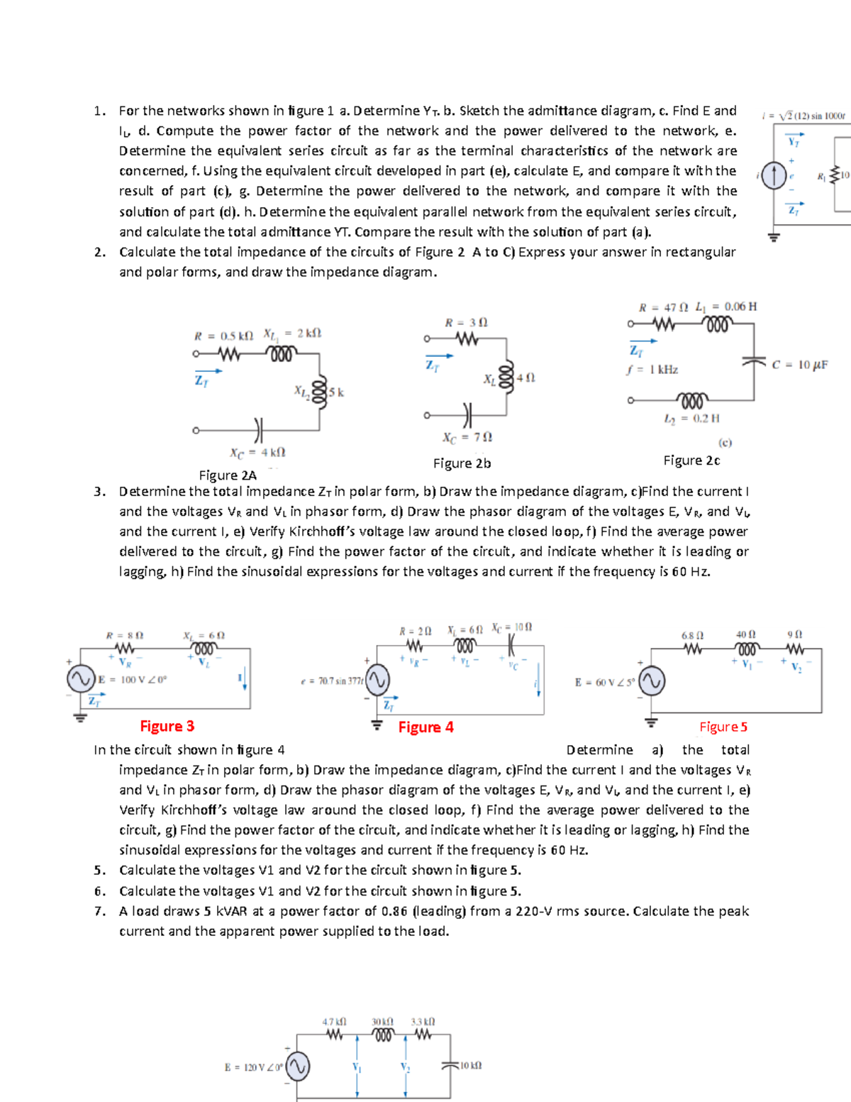 Exercise-2 - EE activity - For the networks shown in igure 1 a ...