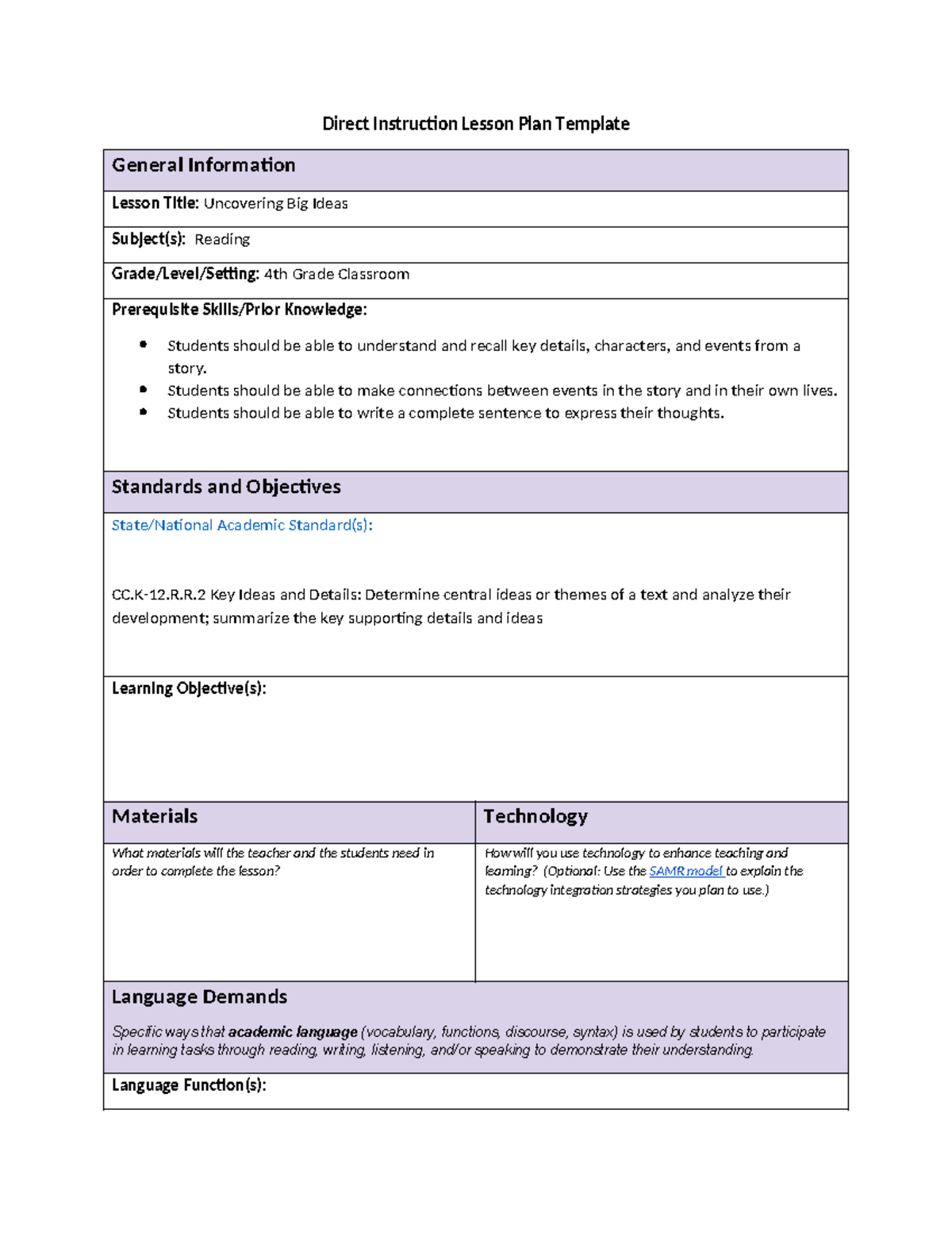 Children's Lit. Task 1: Uncovering Big Ideas in 4th Grade Reading - Studocu