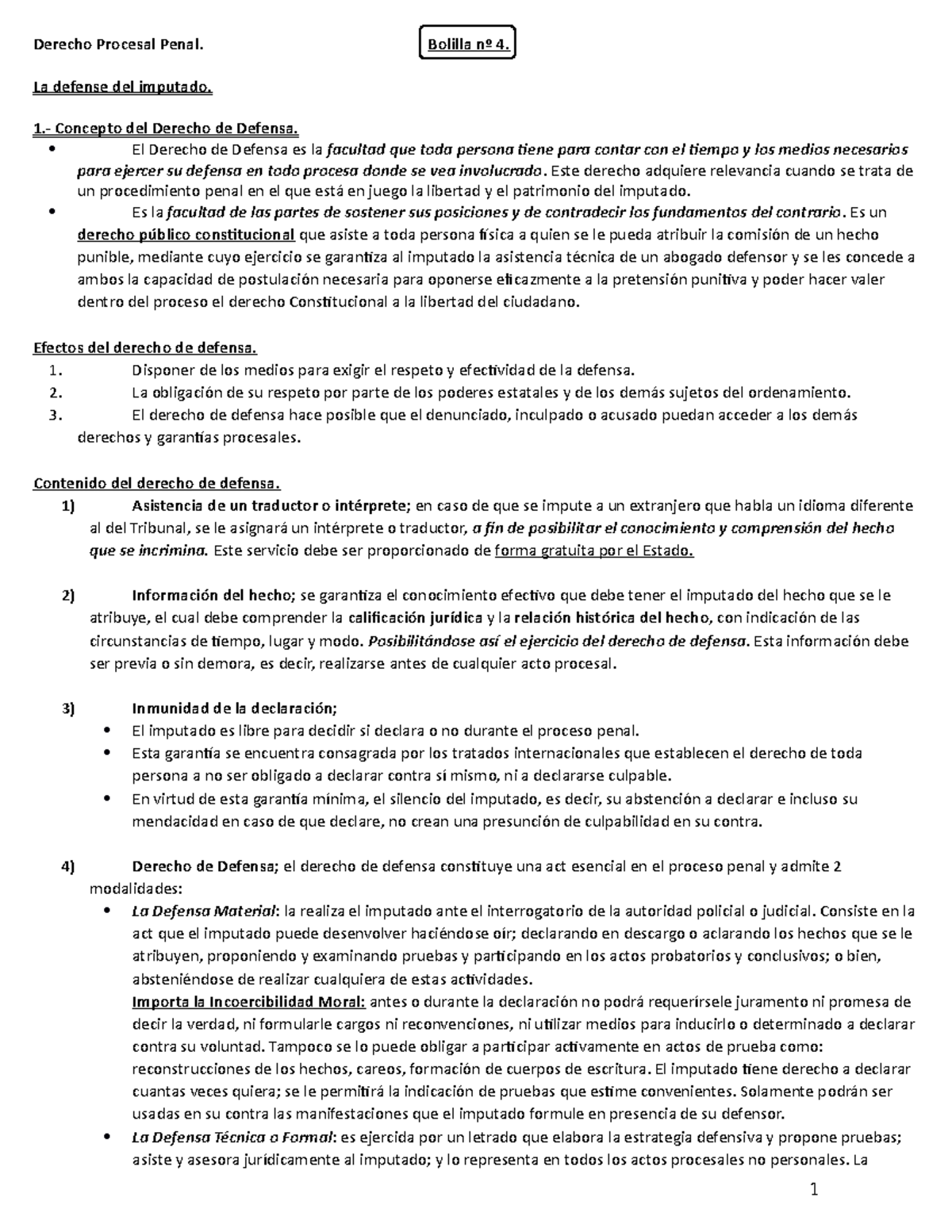 Derecho Procesal Penal - Defensa del Imputado en Proceso Judicial - Studocu
