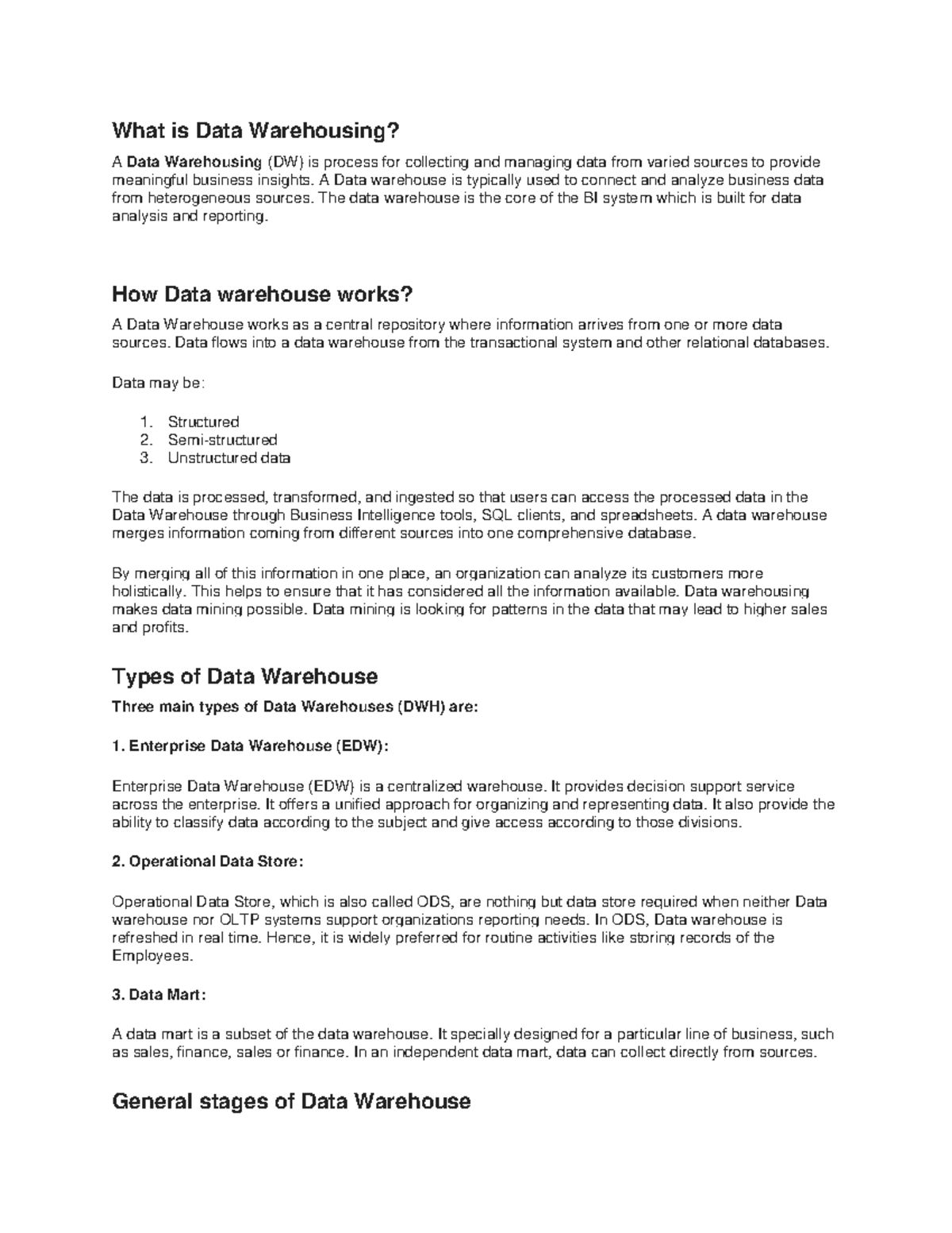 Data Warehouse and Data Mining Fundamentals Guide - Studocu