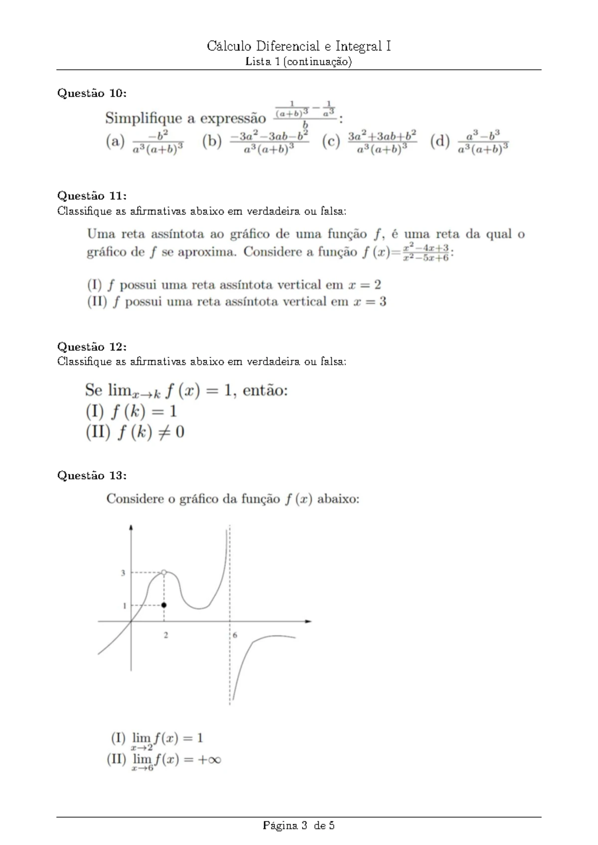Lista 1 2 - Calculo Difer e Integral I - Instituto de Matemática - IM ...