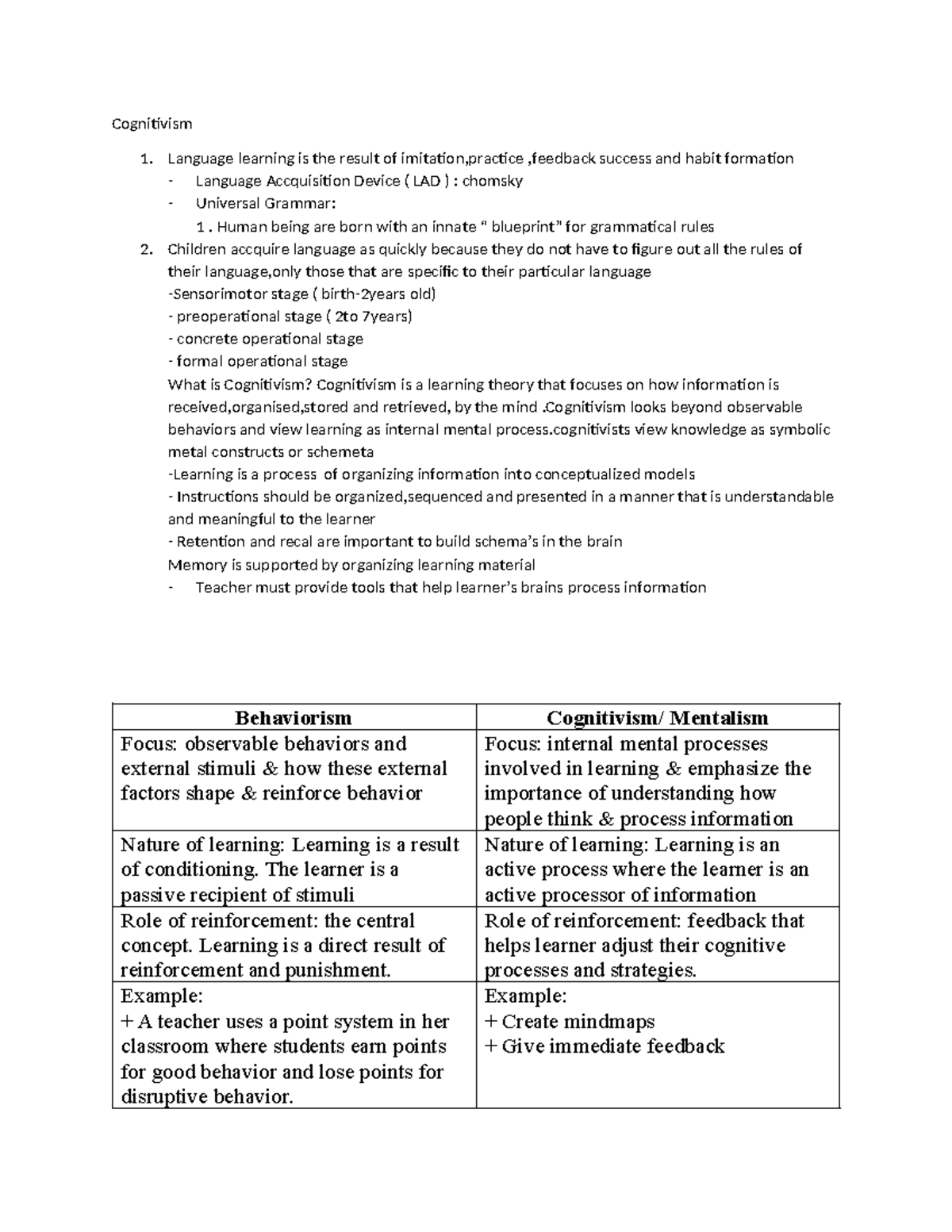 Cognitivism: Understanding Language Acquisition and Learning Theories ...