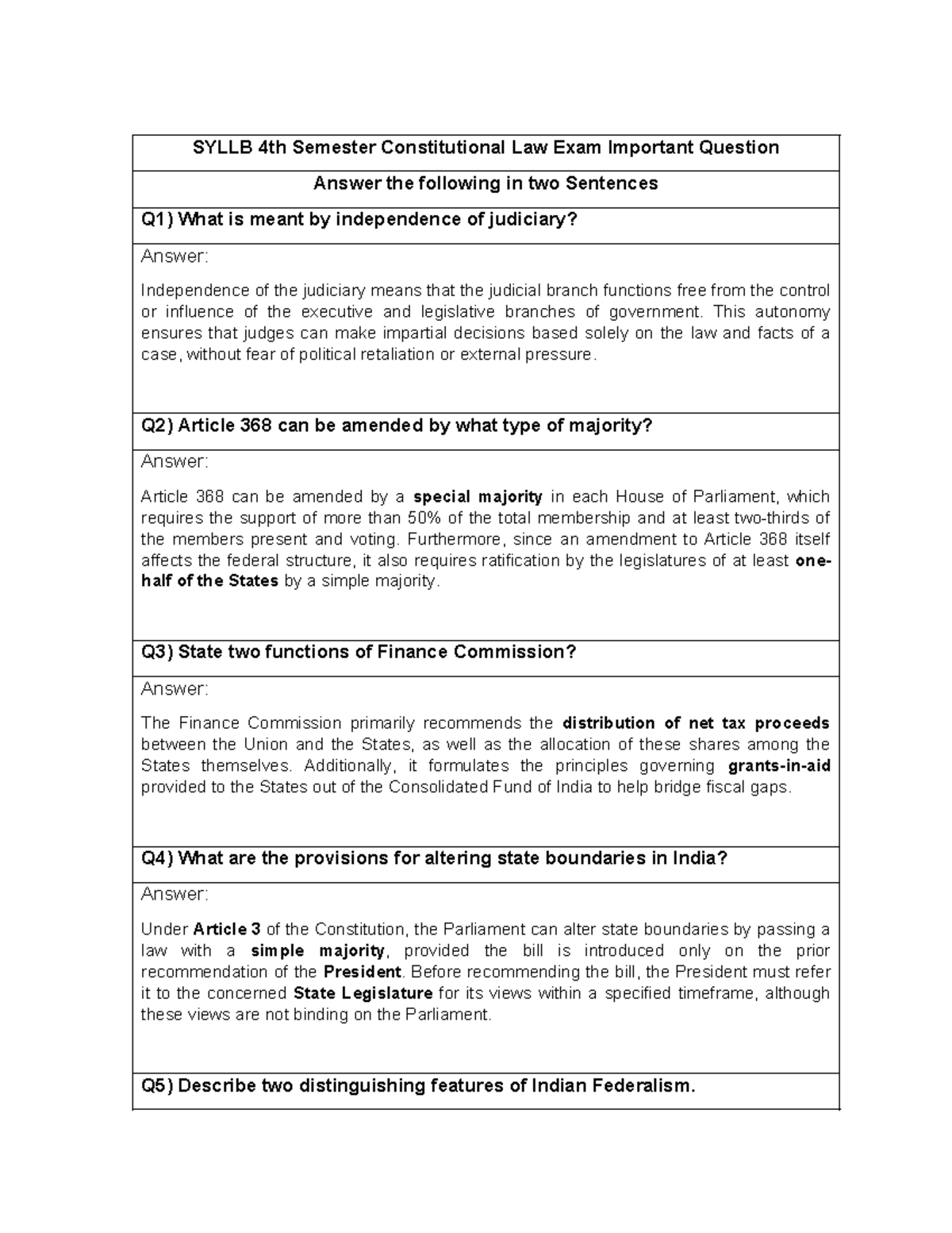 Constitutional Law 2 Exam: Key Questions and Answers - Studocu