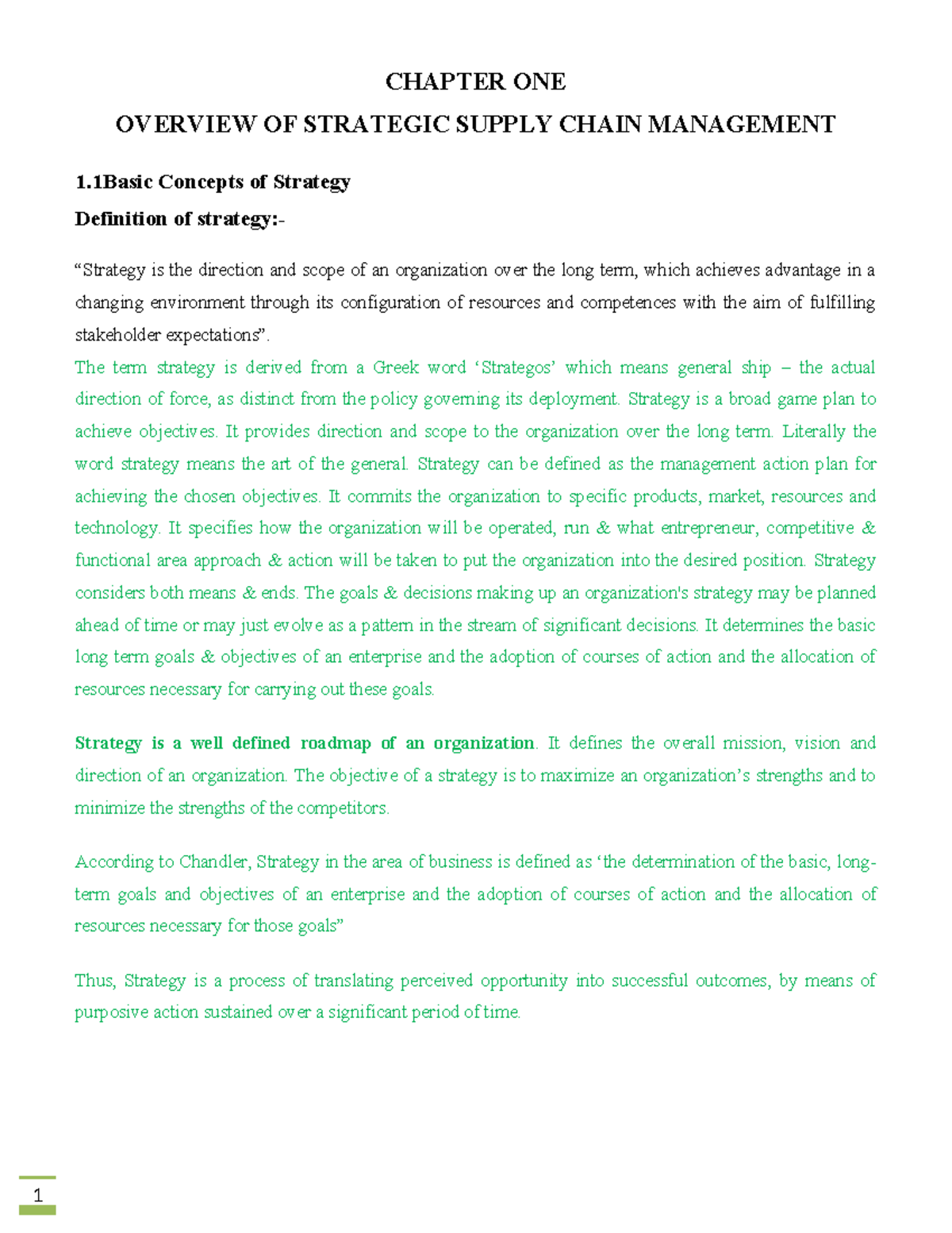 CHAPTER ONE: OVERVIEW OF STRATEGIC SUPPLY CHAIN MANAGEMENT (SSCM) - Studocu