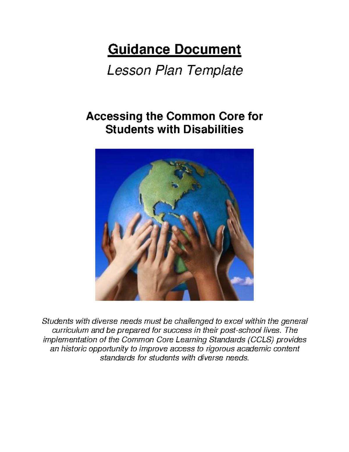 SDI Lesson Plan Template: Accessing Common Core for Students with ...