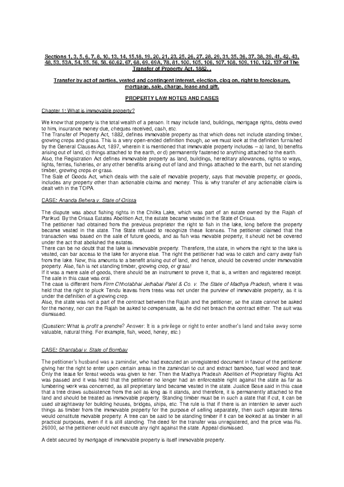 Property Law Overview and Key Concepts - LLB Study Notes PDF - Studocu