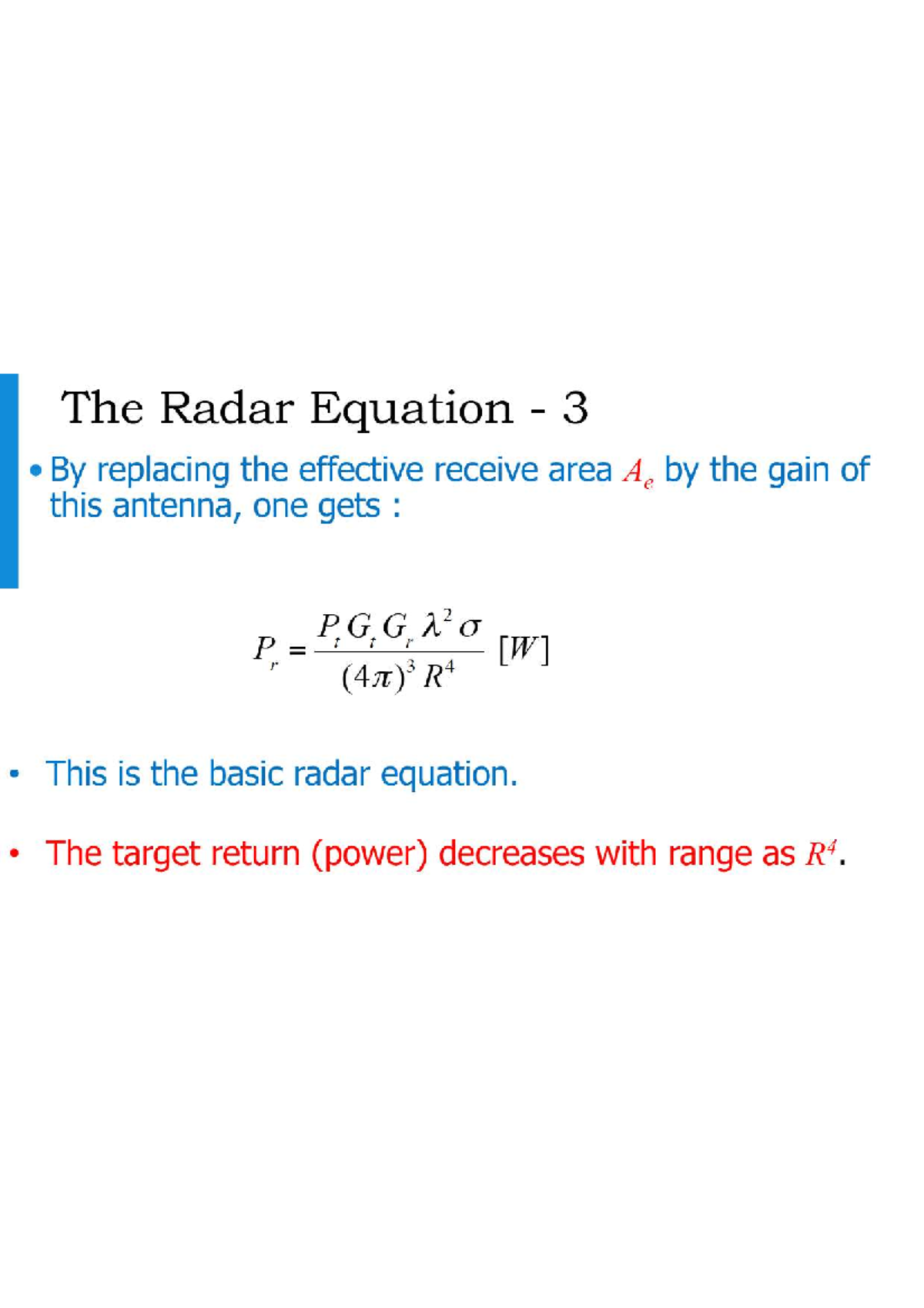 Lecture 1: Radar Equation and Range Analysis (Radar 101) - Studeersnel