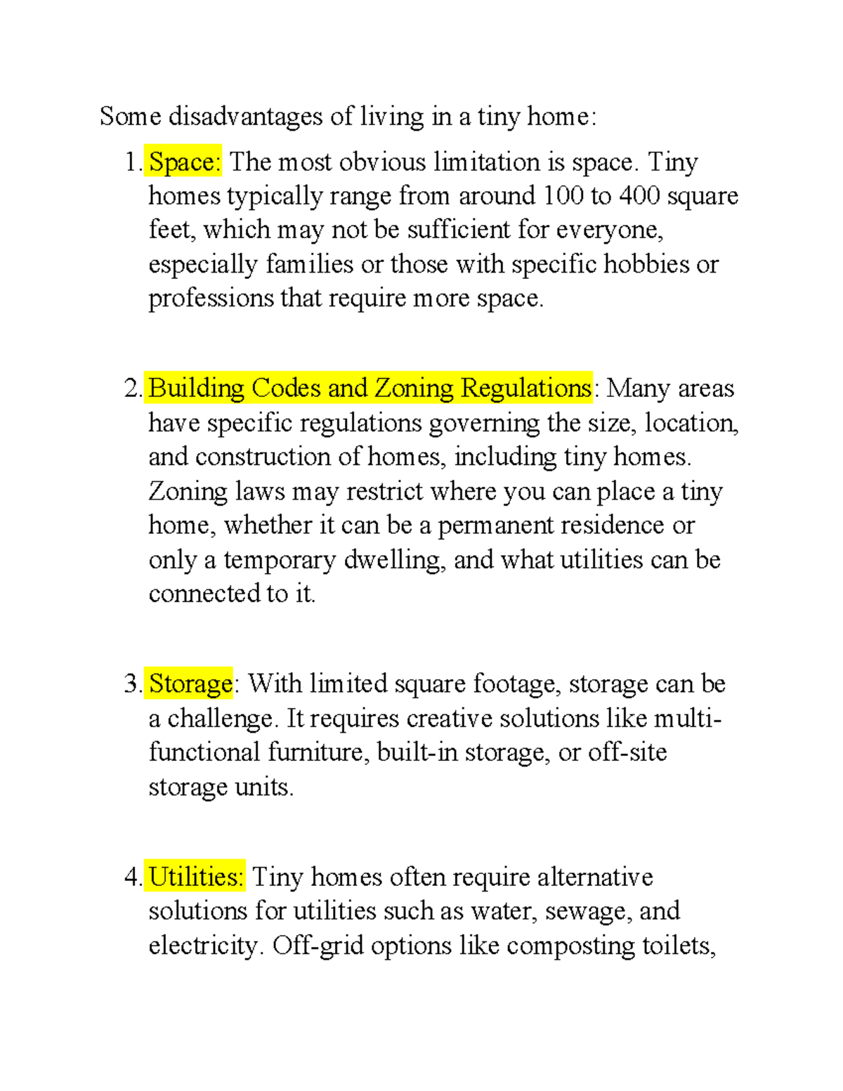 Disadvantages of Living in a Tiny Home: Space, Codes & Utilities Issues ...