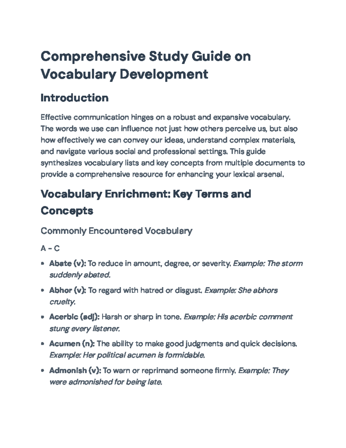 Comprehensive Vocabulary Development Guide for Academic Success ...