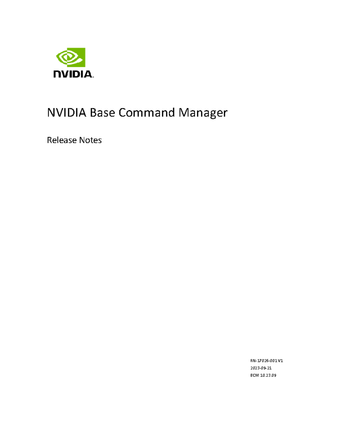 NVIDIA Base Command Manager Release Notes V1 (BCM 10.23.09) Summary ...