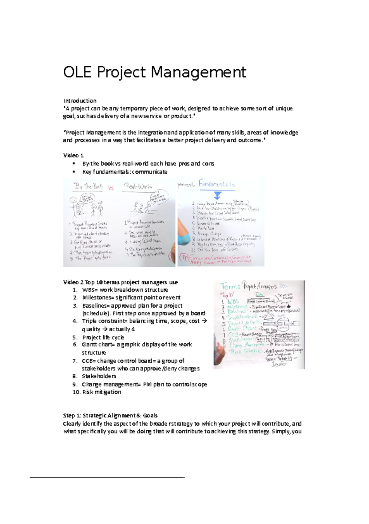 OLE Project Management Notes: Key Concepts & Strategies - Studocu