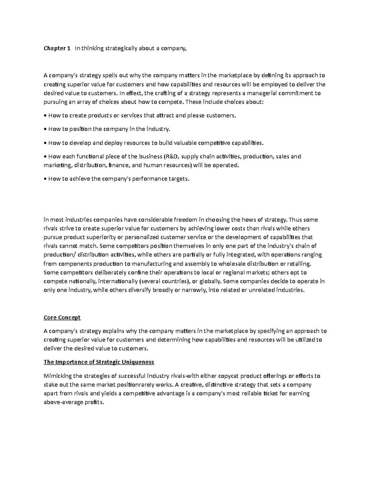 Strategic Management Quiz 1 Review: Key Concepts and Insights - Studocu