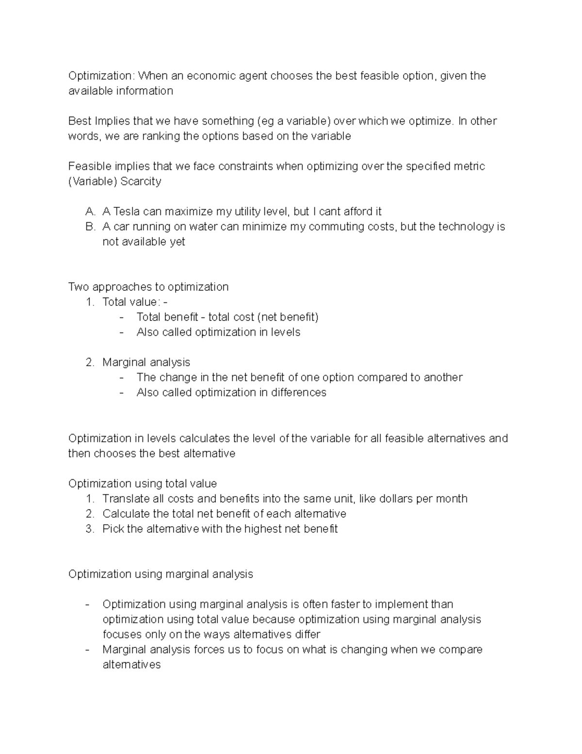 ECON 104 - Week 2: Optimization Techniques and Analysis - Studocu