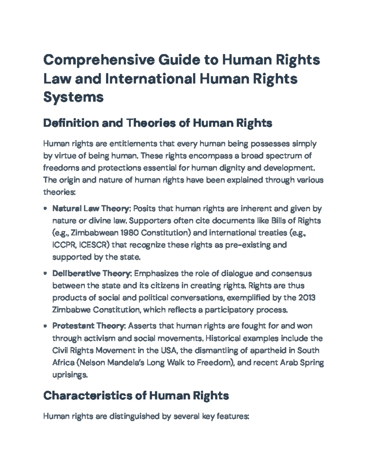 Comprehensive Guide to Human Rights Law: Principles & Frameworks - Studocu