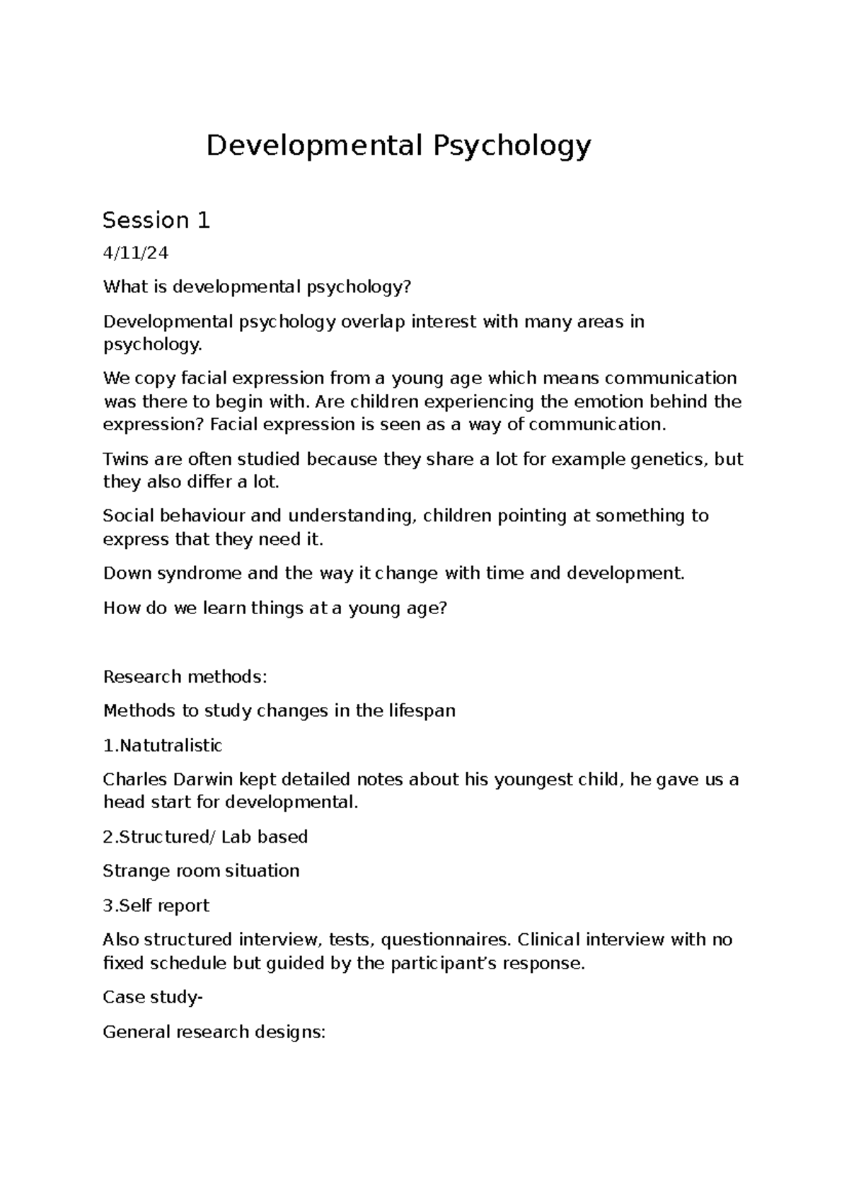 Developmental Psychology 101: Key Concepts and Research Methods - Studocu