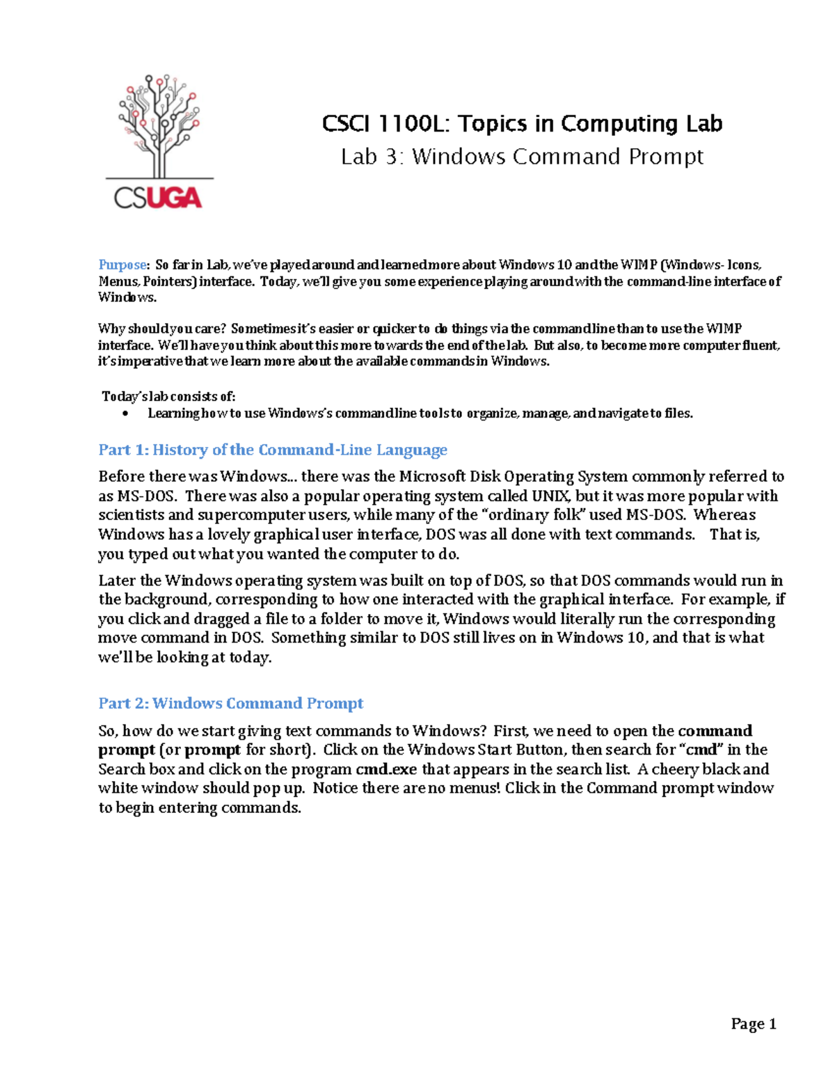 CSCI 1100L: Lab 3 - Mastering Windows Command Prompt Basics - Studocu