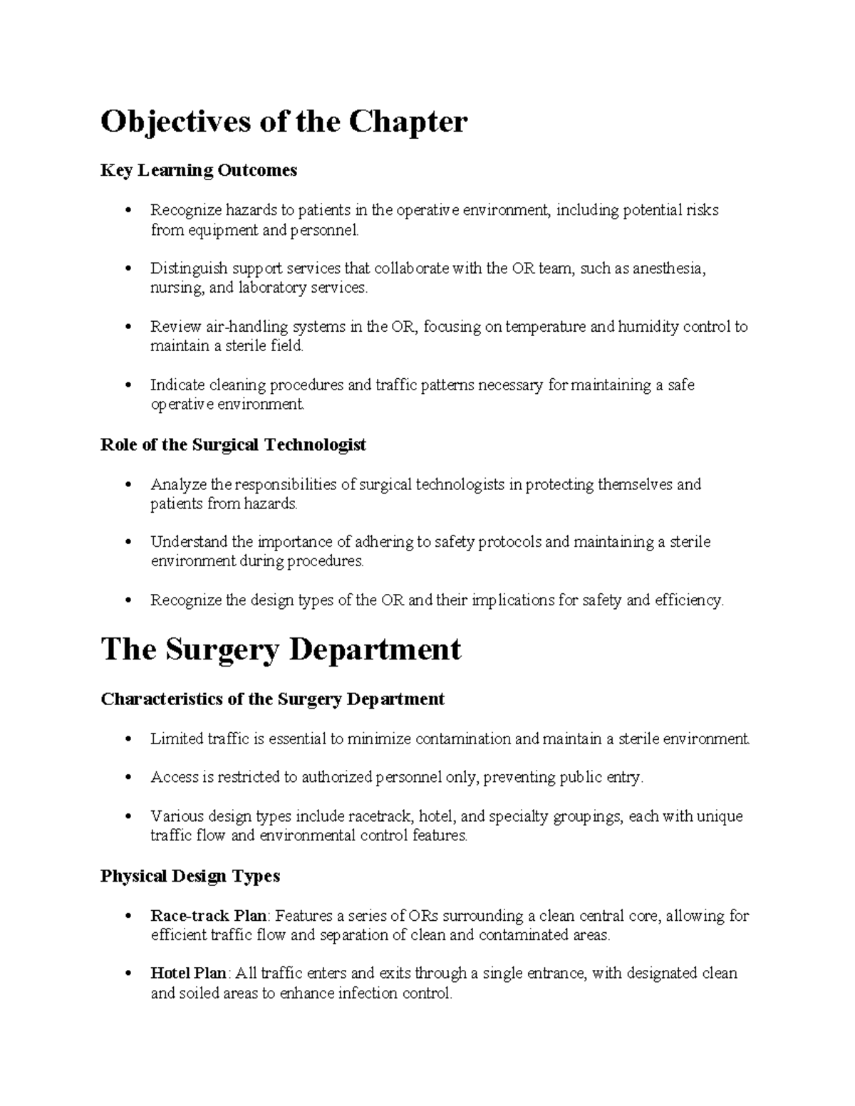 Surgery 101: Key Learning Outcomes and Safety Protocols in the OR - Studocu