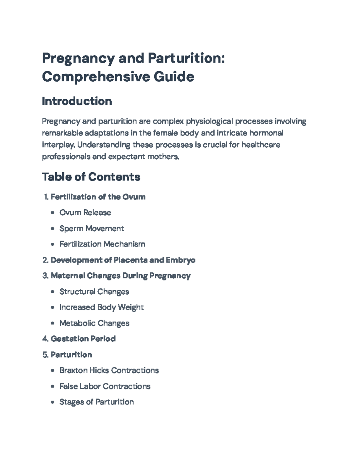 Pregnancy and Parturition: Comprehensive Insights and Overview ...